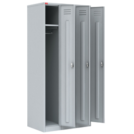 Трехсекционный металлический шкаф для одежды ШРМ-33, Количество секций: 3, Ширина, мм: 900