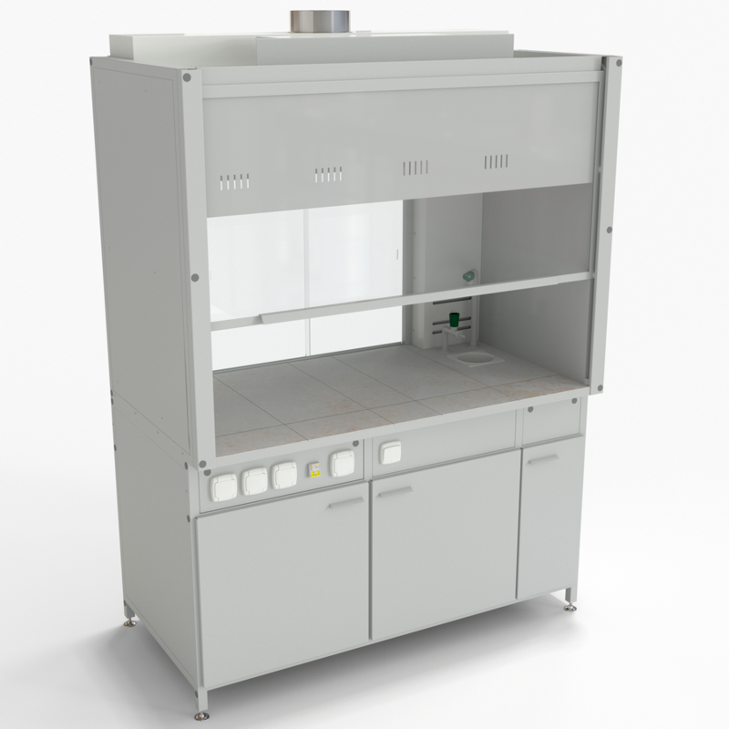 56.0549.10.03 Шкаф демонстрационный специализированный, с электрикой 1500х800х2140, раб. поверхность - КЕРАМИКА