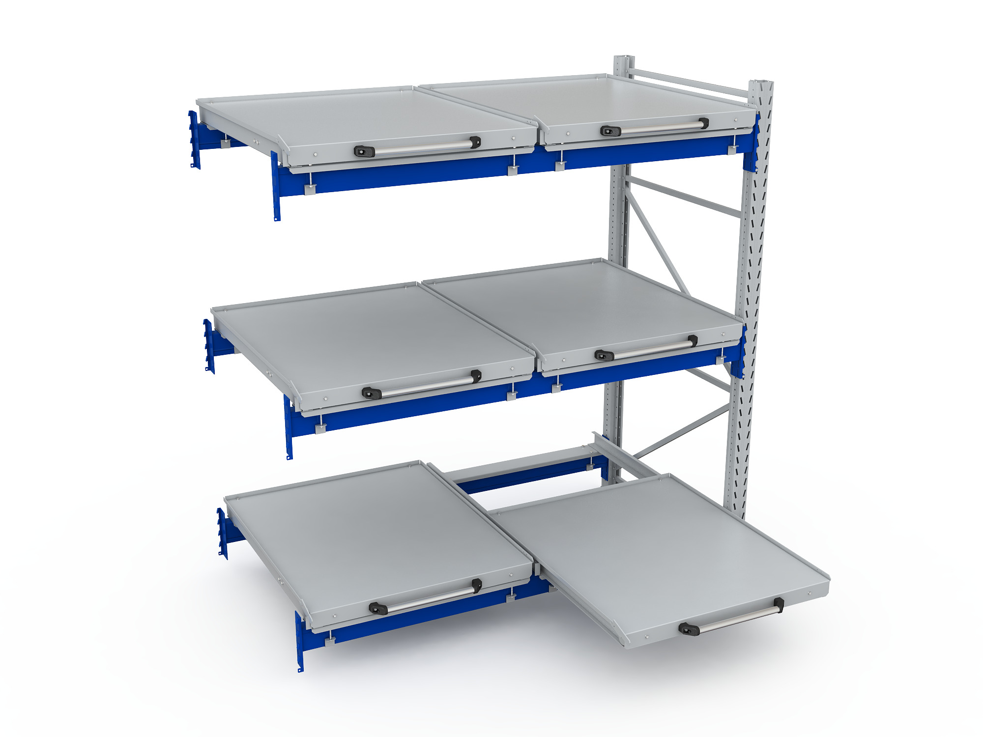 Стеллаж с выкатными платформами S-HEAVY 500 (3 яруса хранения)
