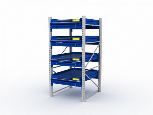 Стеллаж с выкатными платформами S-HEAVY 1000/900 (4 яруса хранения)