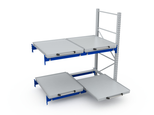 Стеллаж с выкатными платформами S-HEAVY 500 (2 яруса хранения)